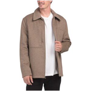 COLE HAAN Wool Blend Heathered Luxe Zip Jacket